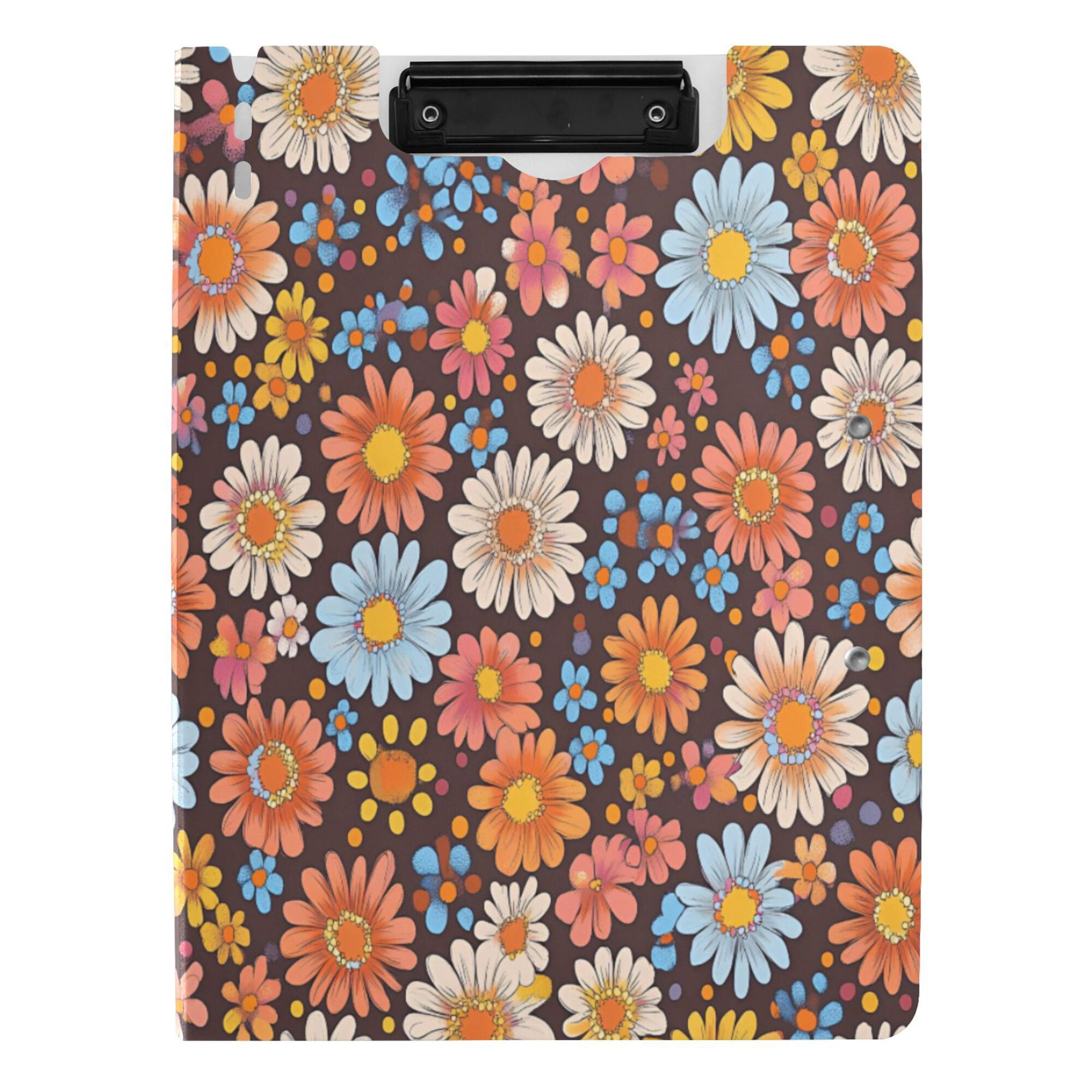 FORMRS A4 Clipboard Folder with Pen Holder Horizontal Foldable School Office Binder, Colorful Flowers
