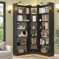 thumbnail image 3 of Casendy Tall Corner Bookshelf, Large Farmhouse 7 Tier Bookcase, L-Shape Book Shelf Display Storage, Freestanding Book Case for Living Room, Home Office, Black, 3 of 10