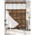 thumbnail image 2 of No Hook Shower Curtain with Snap-in Liner, Brown Wood Grain Waterproof Fabric Bathroom Curtains, Retro Farmhouse Wooden Plank Bath Curtains & Mesh Top Window Standard 72''x72'', 2 of 9