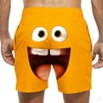 thumbnail image 4 of GUZOM Emoji Face Swim Trunks for Men Funny 3D Graphic Swim Shorts Bright Orange Quick Dry Stretch Fabric with Drawstring,Size 5XL, 4 of 5