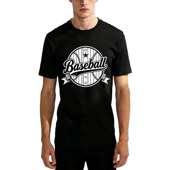 Vintage Baseball Graphic T-Shirt Men 100% Cotton Retro Crew Neck Short Sleeve S