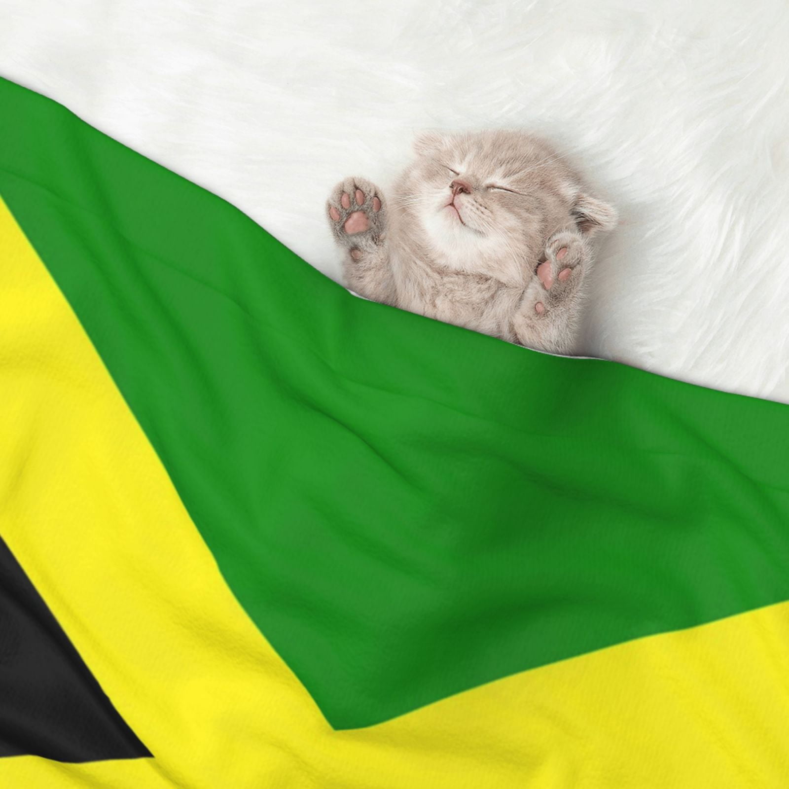 Flannel Throw Dog Blanket Jamaican Flag Pattern Soft Warm Print Pet Blankets for Small Dog Cat Puppy