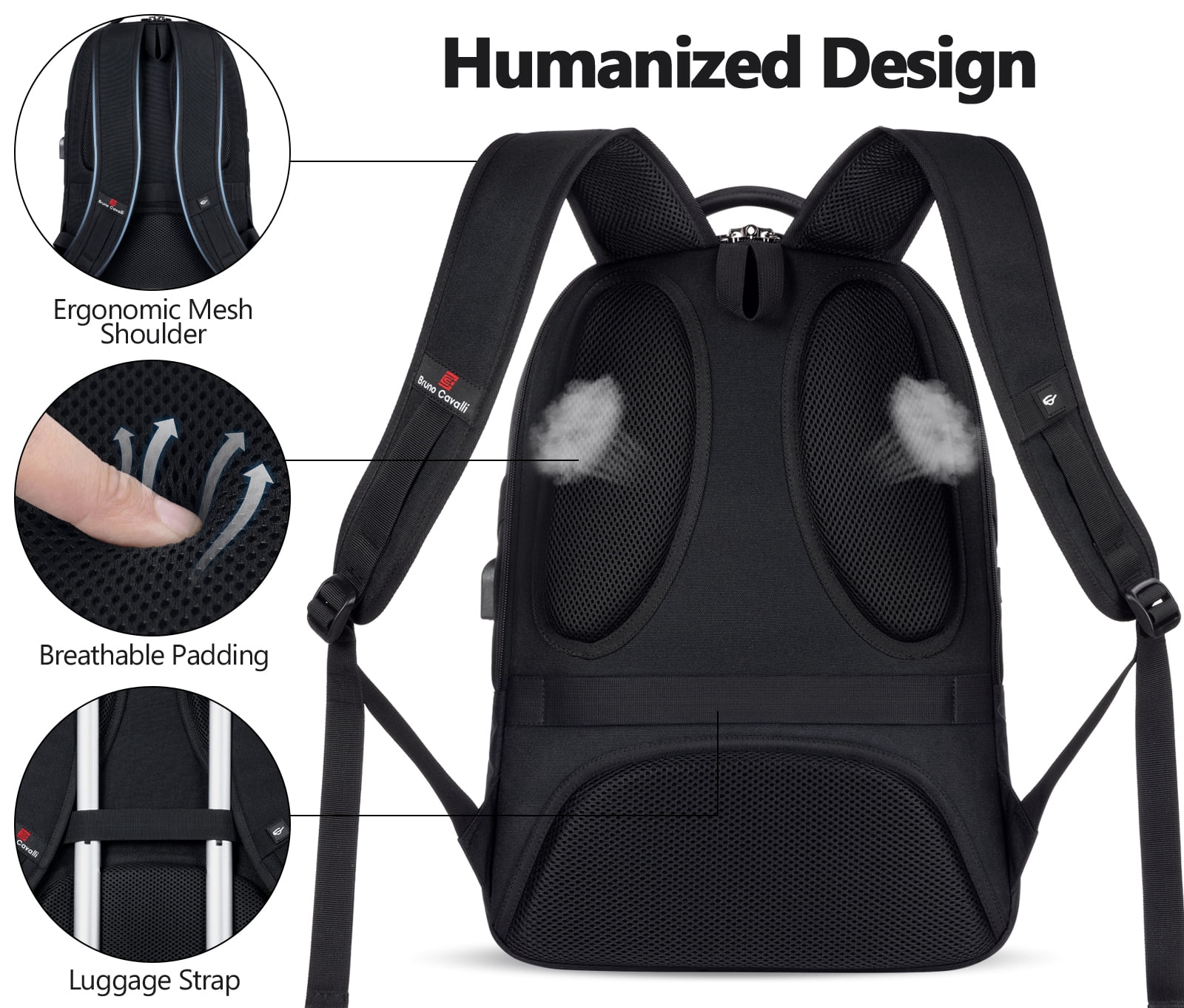UKEIN Laptop Backpack with USB Charging Port Water Resistant Backpacks for Adults Work Business Laptop Backpack for Men