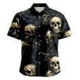 thumbnail image 2 of Mens Button Up Shirt Halloween Theme Skull Print Casual Turndown Collar Short Sleeve Shirt Mens Shirts, 2 of 5
