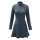 thumbnail image 3 of Women's Sweater Dress Fall Lightweight Long Sleeve Mock Neck A Line Fit and Flare Ribbed Knit Short Dresses sea blue XXL, 3 of 4