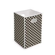 Folding Hamper Storage Bin-Color:Brown & White Polka Dot
