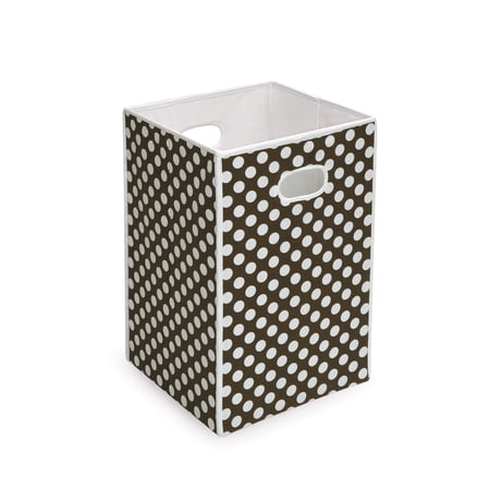 Folding Hamper Storage Bin-Color:Brown & White Polka Dot