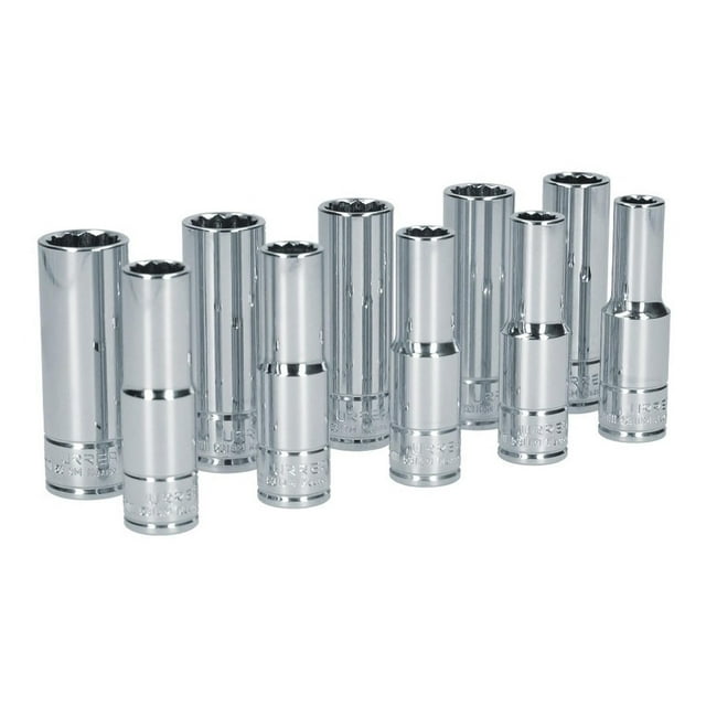 Juego De 10 Dados Largos Metricos Boca 1/2 12 Puntas Urrea Urrea 54215