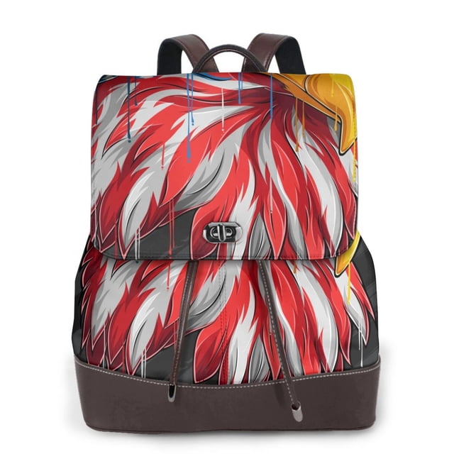 Balery Eagle Head With American Flag Mochila de Cuero para Mujeres, Gran Capacidad, Bolsa de Viaje Multifuncional, Mochila de Cuero y Bolsa de Hombro para Mujeres