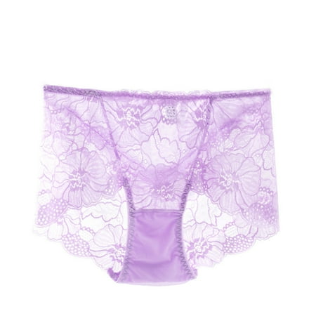 Scyoekwg Women s Underwear Stretchy Comfort Lace Mid Waisted Underwear Ladies Underpants Hipster Panties Solid Color Briefs(Hot Pink L)