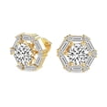 thumbnail image 2 of Lab Grown Diamond Fashion Earrings | 5 Carat IGI Certified Baguette & Round Shape | Rafflesia Flower Fashion Lab Diamond Stud Earrings | 14K Yellow Gold&nbsp; FG-VS Quality, 2 of 5