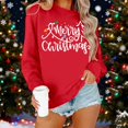 thumbnail image 2 of IWRICH Women's Merry Christmas Oversized Pullover Sweatshirt Lightweight Holiday Xmas Tee Shirts 1-Red S, 2 of 4
