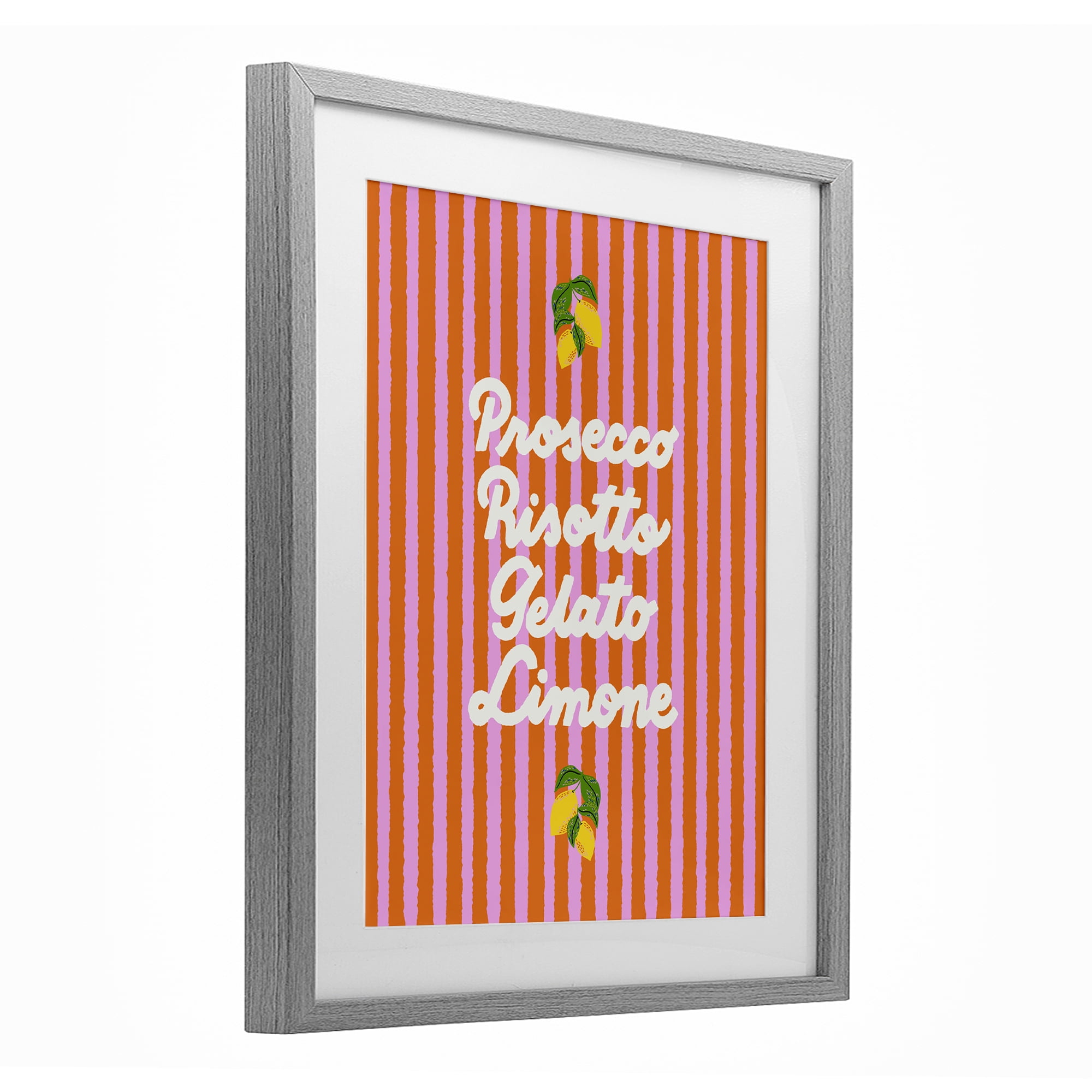 Stupell Industries Italian Enjoyment over Stripes Gray Framed Print Under Glass, design by Indira Prieto | IndySign