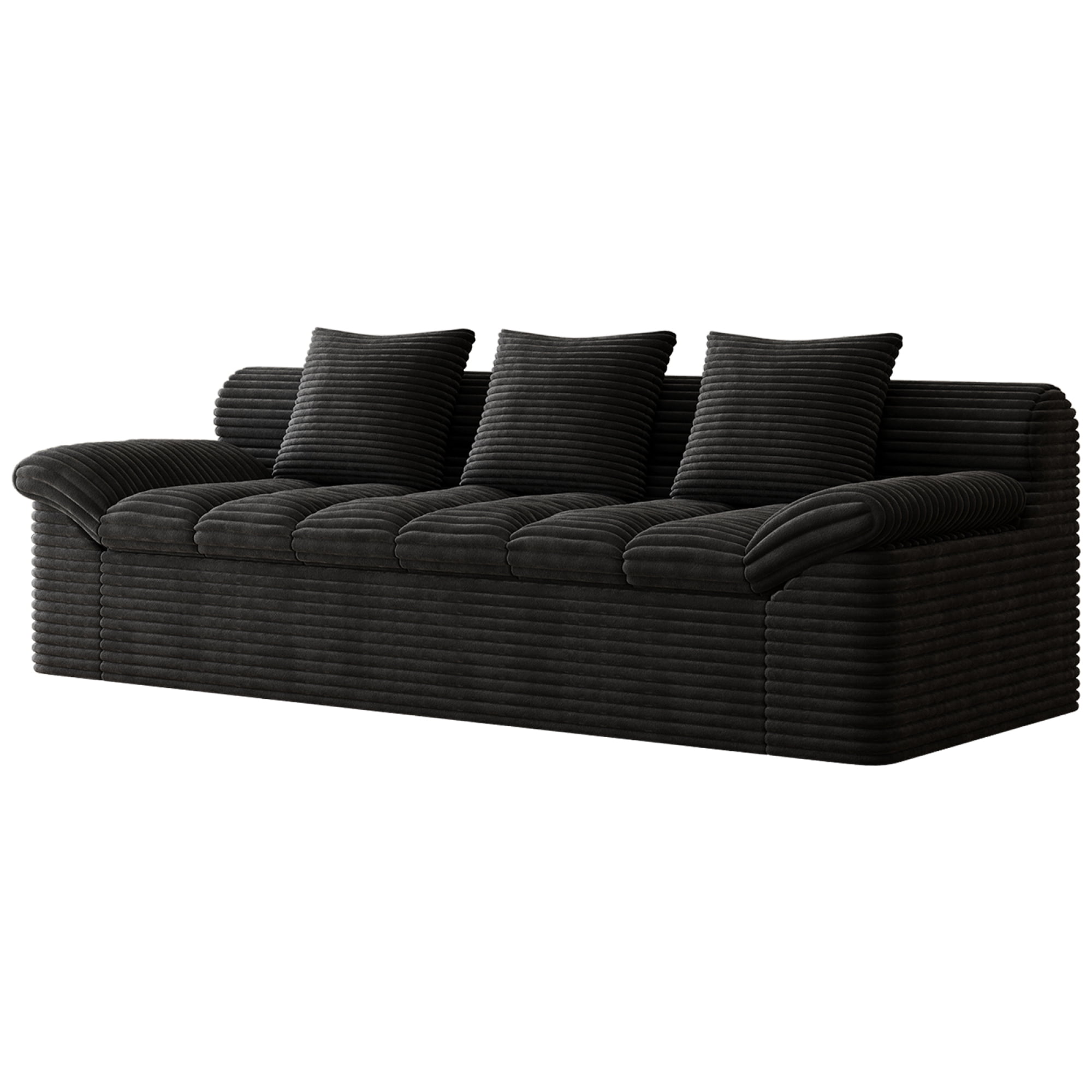 HOQBN 71" Cloud Sofa for Living Room,Upholstered Chenille Boneless Sofa with Deep Seat Design and 2 Pillows,Comfy Cloud Couch for Bedroom, Office, Apartment, No Assembly,Black