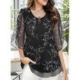 thumbnail image 4 of Weardear Womens Tops Ruffle 3/4 Sleeve Mesh Blouses Loose Flowy Tops Stretchy Shirts, 4 of 5