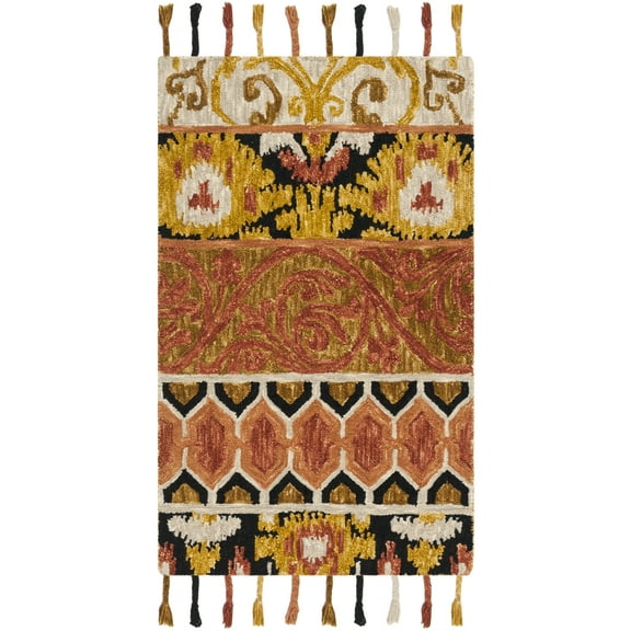 SAFAVIEH Suzani Melody Southwestern Wool Area Rug, Rust/Gold, 5' x 8'