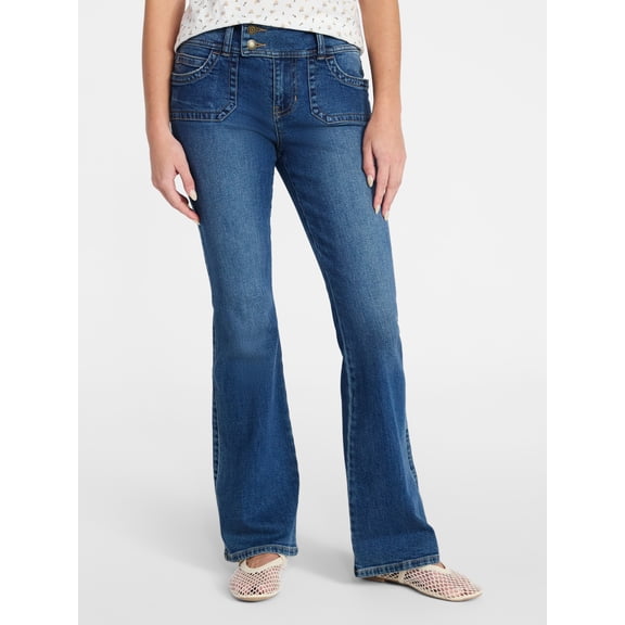 No Boundaries Extend Tab Bootcut Jeans with Porkchop Pockets, 32'' Inseam, Women’s 00-18