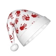 thumbnail image 2 of Haiem Bloody Hand Pattern Santa Hat Confortable Velvet Christmas Hat for Christmas Party Favors Fit for Adults and Kids, 2 of 6