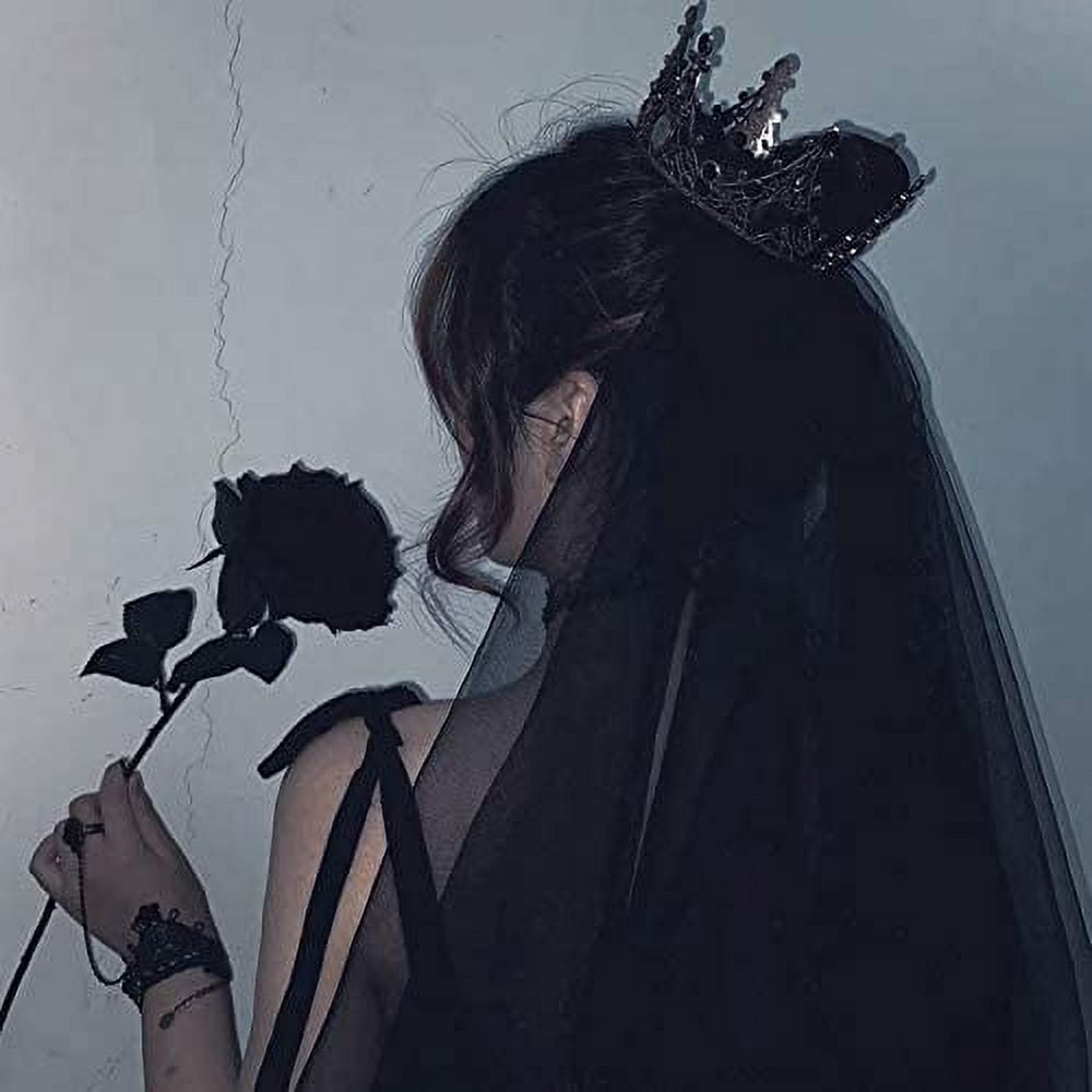 10pcs Black and White Roses Artificial Flowers with Stems, Faux Silk Flowers Bridal Gothic Wedding Bouquet, Realistic Blossom Flora for Home, Office, Hotel Decorations