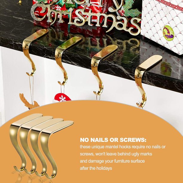 Gancho de calcetín de metal Clips de calcetín de Navidad Soporte de calcetín de Navidad Clips de calcetín de Navidad antideslizantes para fiesta (oro) (2 piezas) LingWen 8390611469092