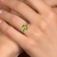 thumbnail image 4 of Gem Stone King 900 Platinum Green Peridot Engagement Ring for Women | 1.60 Cttw | Emerald Cut 8X6MM | Gemstone August Birthstone | Size 7, 4 of 6