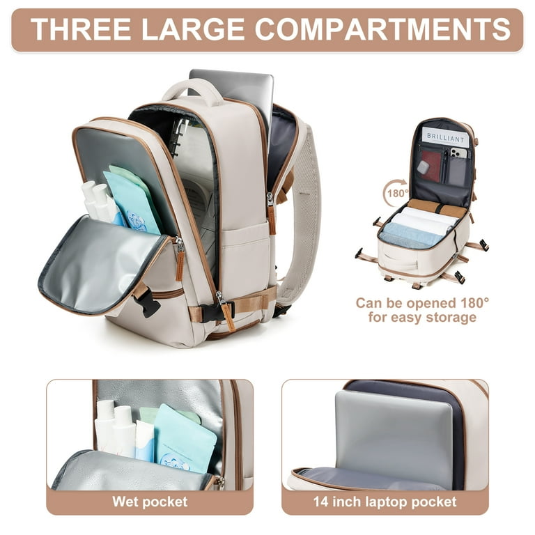 SYCNB Travel Backpack 30L with Shoe Compartment, Brown photo 8