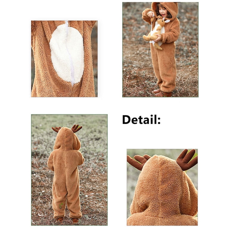 Girls Teddy Fleece Hooded Onesie - Cute Bear Ear Winter Sleepsuit, Thick Zippy Pajamas For Ages 5-15