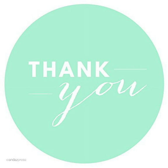 Mint Green Chic Thank You Circle Favor Labels, 40-Pack