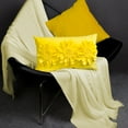 thumbnail image 2 of JWH 3D Handmade Spring Decorative Velvet Flower Accent Pillow Case in Rectangle for Room Decor and Gift 12x20inch in Light Yellow, 2 of 7