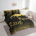thumbnail image 3 of jejeloiu King And Queen Twin Bedding Sets 7-Piece,Gold Glitter Print Bedding Comforter Set,Princess Crown Sheet Sets For Girls Child,Lightweight Room Decor Reversible, 3 of 8