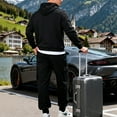 thumbnail image 5 of Yusimy Men's Color-Block 2-Piece Hoodie Cargo Set Long Sleeve Elastic Waist Drawstring Pocket Casual Sports, 5 of 8