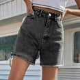 thumbnail image 3 of YLHFASHION Polyester Women's Shorts European And American Trendy Loose Casual Women's New Denim Shorts High Waist Loose Slimming Trousers Women's chemical fiber shorts, 3 of 5