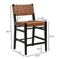 thumbnail image 3 of GDF Studio Luxurious Browen Leather Counter Stools with Unique Woven Backrest and Rubber Legs, Set of 2, 3 of 10