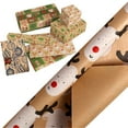 thumbnail image 2 of Christmas Wrapping Paper, Ongmies Retro Christmas Wrapping Paper Roll - Brown Holiday Design for Xmas and New Year Gifts, Christmas Decorations Indoor, 2 of 9