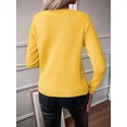 thumbnail image 5 of Womens Trendy Casual Crewneck Long Sleeve Cable Knit Light-Weight Oversized Fall Sweaters Pullover Tops Yellow XL, 5 of 8