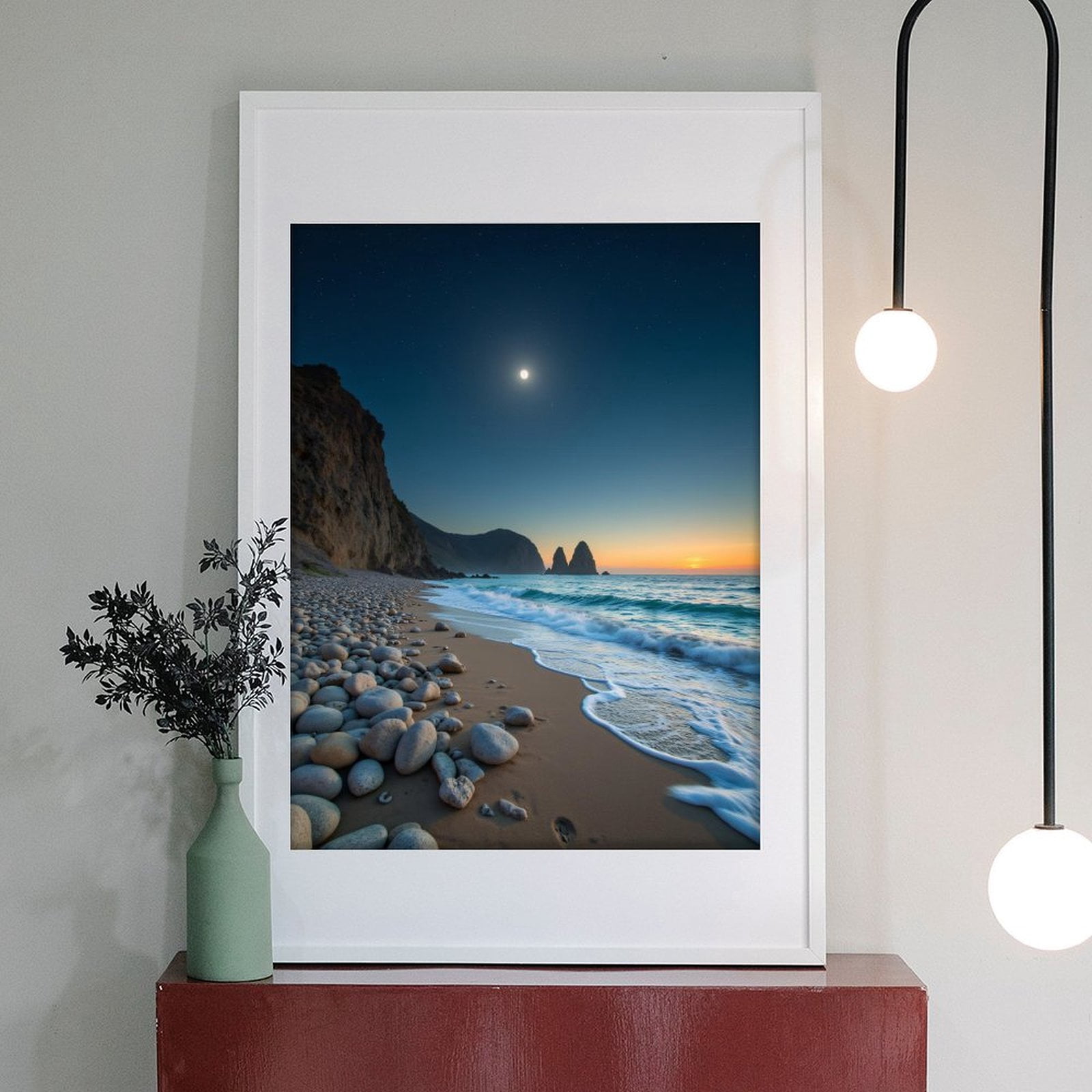 Diamond Art Kits for Adults - 5d Moonlit Beach Sunset Waves Rocks Diamond Painting for Adults, Diamond Art for Adults Beginners, Diamond Painting Kits for Adults for Home Wall Decor