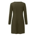 thumbnail image 4 of Lovzfmll Skater Dresses for Women, Women's Printed Long Sleeve Pockets Casual Dress Loose Dresses Army Green 2XL, 4 of 8