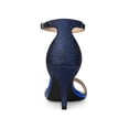 thumbnail image 2 of BLISSFUL STEP Women's Heels Glitter Open Toe Ankle Strap Stiletto Heel Sandals Black Blue 11, 2 of 7