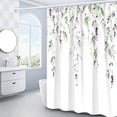 thumbnail image 2 of Sage Green Eucalyptus Shower Curtain, Watercolor Plant Leaf with Blue Floral Shower Curtain Set, Botanical Shower Curtains for Bathroom, Waterproof Fabric with 12 Hooks, 72 x 72 Inches, 2 of 6