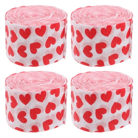 Crepe Paper Heart Shaped Garland Decorations for Party Romantic Home Decor 4 Rolls Multi Color