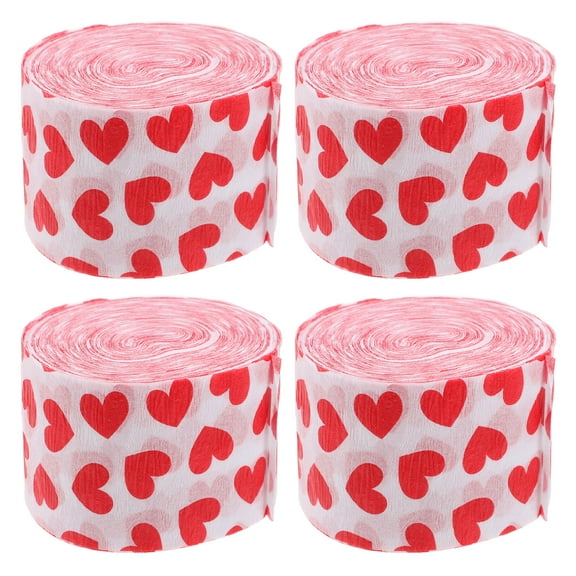 Crepe Paper Heart Shaped Garland Decorations for Party Romantic Home Decor 4 Rolls Multi Color