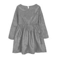 thumbnail image 6 of Shiny Dress for Little Big Girl 4-12 Years Long Sleeve Christmas A-Line Dress Party Short Gown Holiday Clothes (4 Years, Gray), 6 of 7