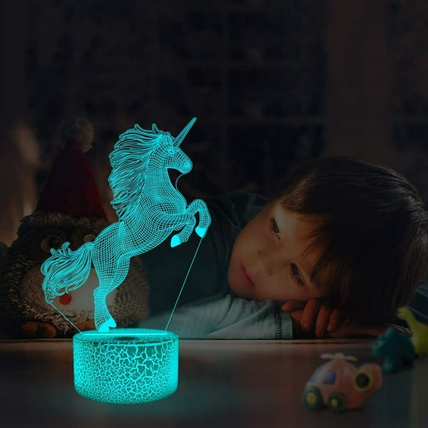 Licorne Cadeau Licorne Lampe de Nuit Pour Enfants, 3D Lumière 16 Co