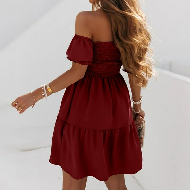 open lace back dress Bridgette One Shoulder Balloon Sleeve Poplin Midi Dress – Sugarlips main image 1