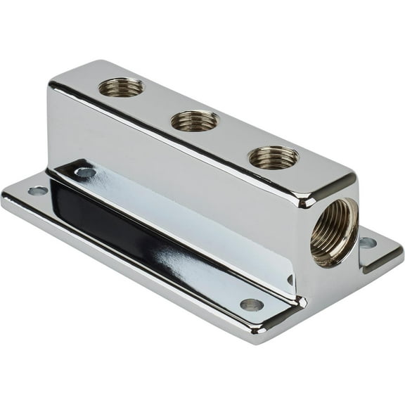 Three Outlet T-Style Chrome Fuel Distribution Block