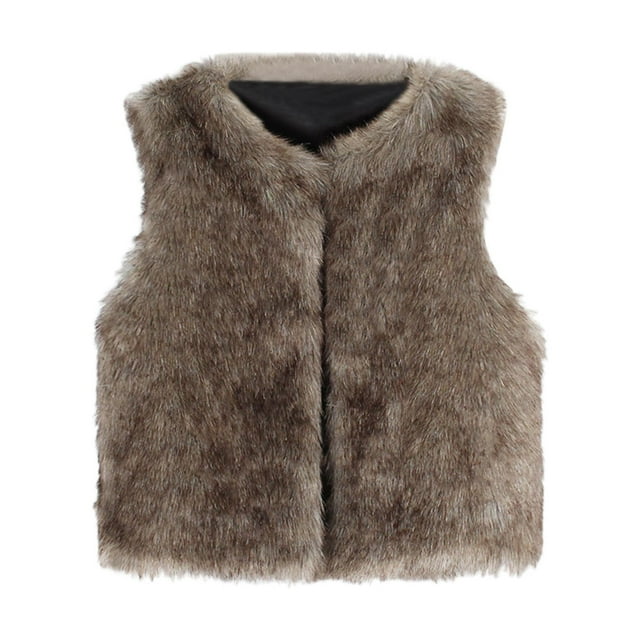 MIASHUI Manteaux d'Hiver pour Enfants, Tout-Petits, Bébés Filles, Gilet Épais et Chaud, Manteau, Vêtement d'Extérieur, Brun, 4-5 Ans