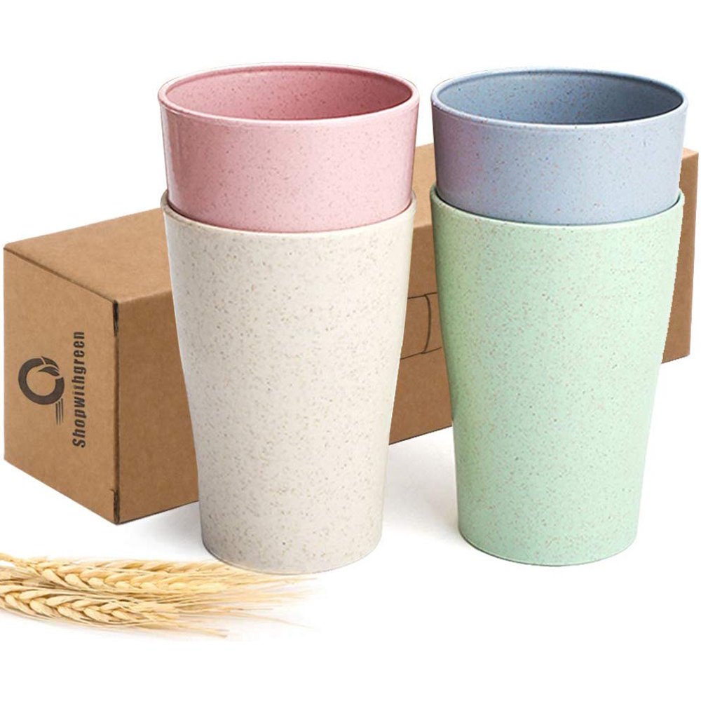 Shopwithgreen Wheat Straw Unbreakable Cup for Kids Adult (13.5 OZ), Set