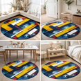 thumbnail image 4 of Round Rugs 3Ft, Yellow Blue Red Geometric Round Area Rug Washable Indoor Throw Carpet, Modern Color Splash Small Non Slip Circle Rug for Bedroom Living Room Home Decor Aesthetic, 4 of 8