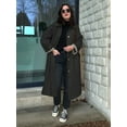 thumbnail image 4 of Womens Long Trench Coat Single Breasted Oversized Windproof Overcoat Fashion Outerwear Black S, 4 of 9