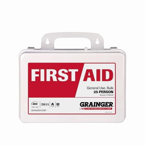 First Aid Kit and Housing, Plastic 94 Components, 25 People Served